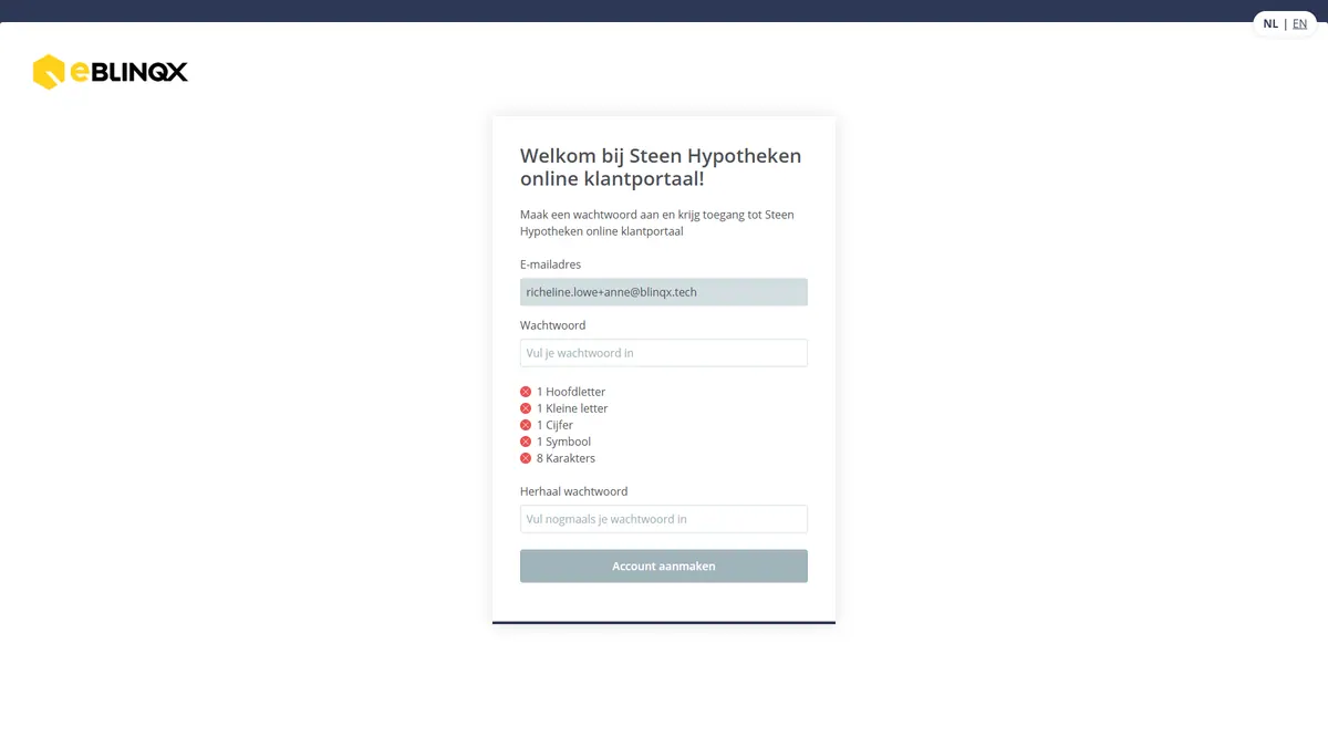 Scherm bij stap 310