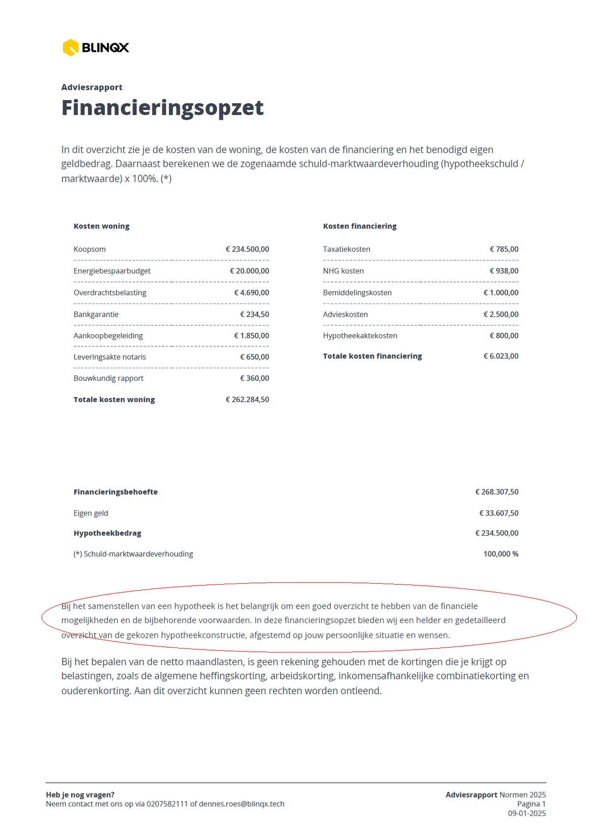 Financieringsopzet motivatie