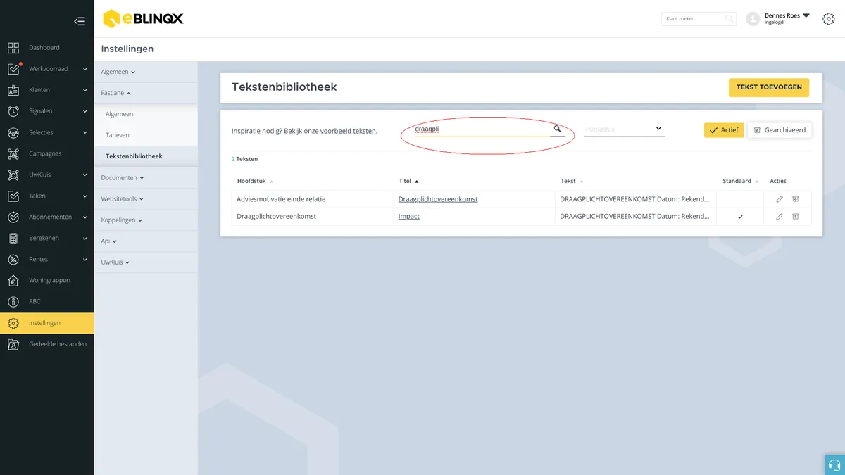 Zoekfunctie tekstenbibliotheek